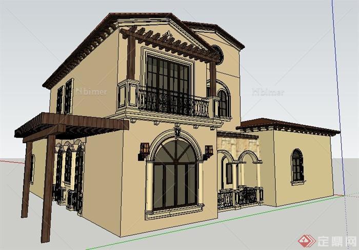 西班牙风格别墅居住建筑设计su模型