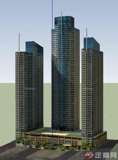 现代高层商业及办公建筑设计su模型