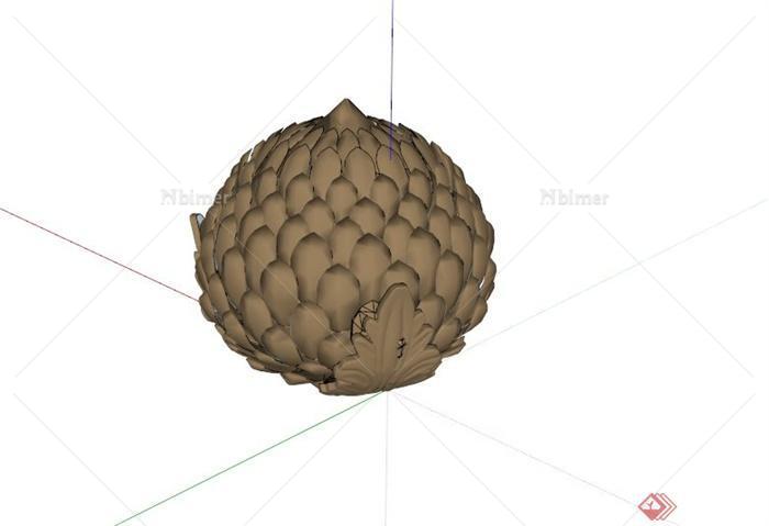 某现代圆球形植物雕塑小品SU模型