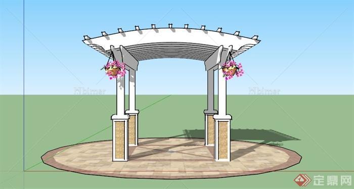 现代拱形廊架设计SU模型素材