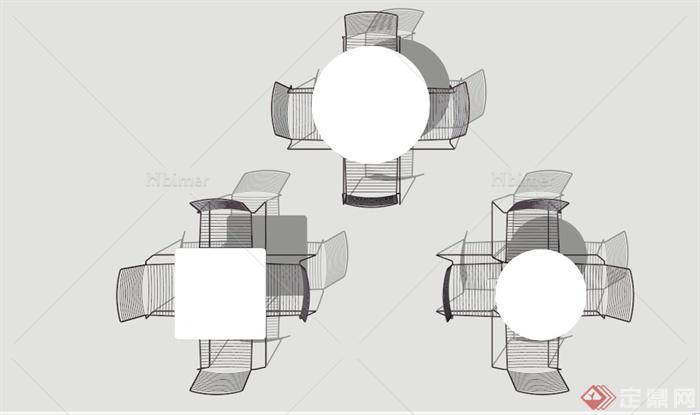 极简休闲桌椅组合设计SU模型[原创]