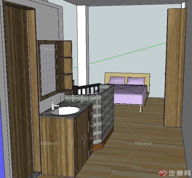 某复式一室两厅室内设计SU模型
