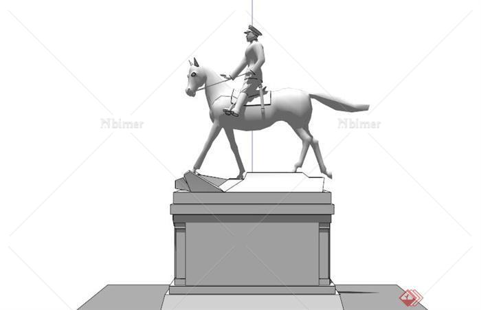 某现代战马骑士雕塑小品SU模型