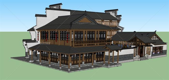 某古典中式风格商业住宅项目建筑设计SU模型素材