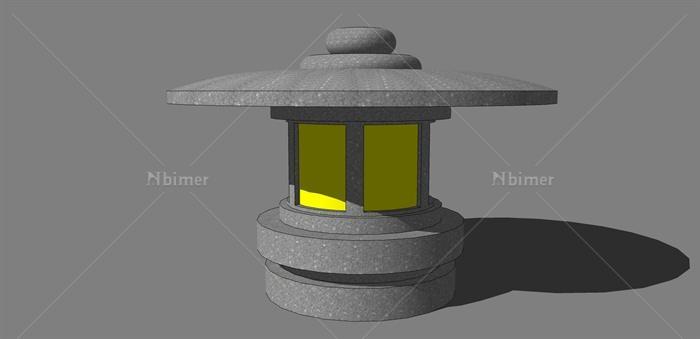 圆顶座脚石灯su模型[原创]
