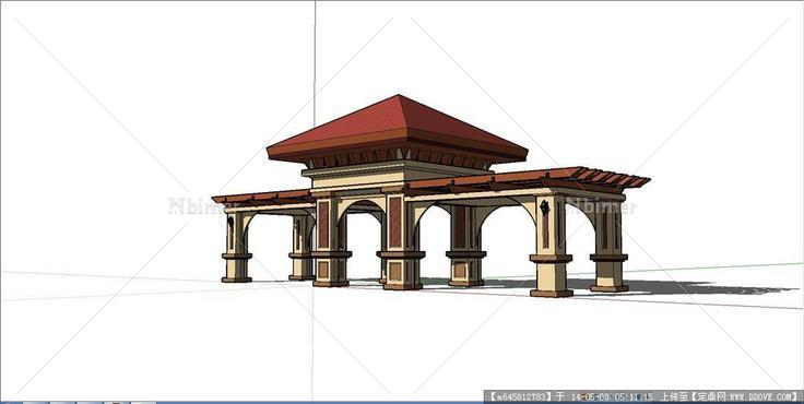 Sketch Up 精品模型---商业街大门