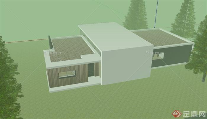 现代风格阳光别墅房子建筑SU模型