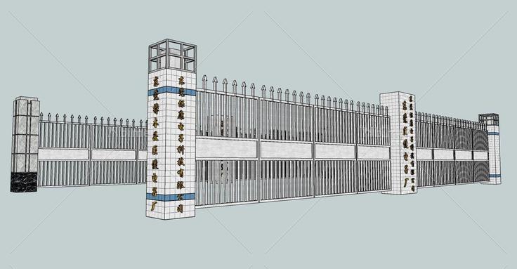 建筑构件-围墙(77617)su模型下载