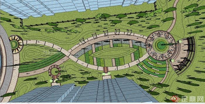 某高层住宅中央景观规划设计SU模型