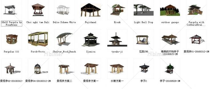 自己收集实用的景观亭廊