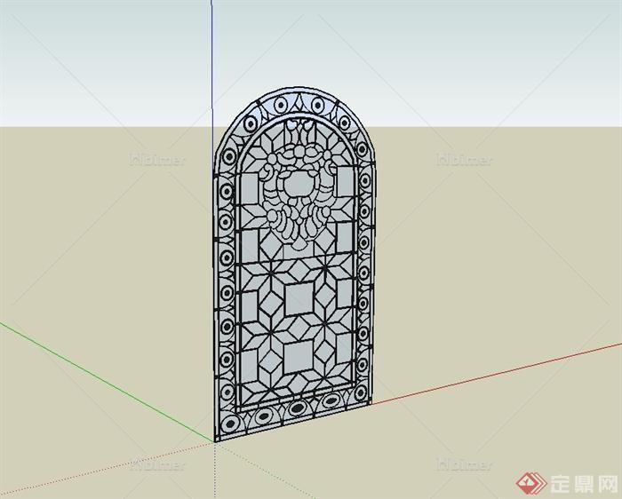 欧式雕花窗子设计su模型