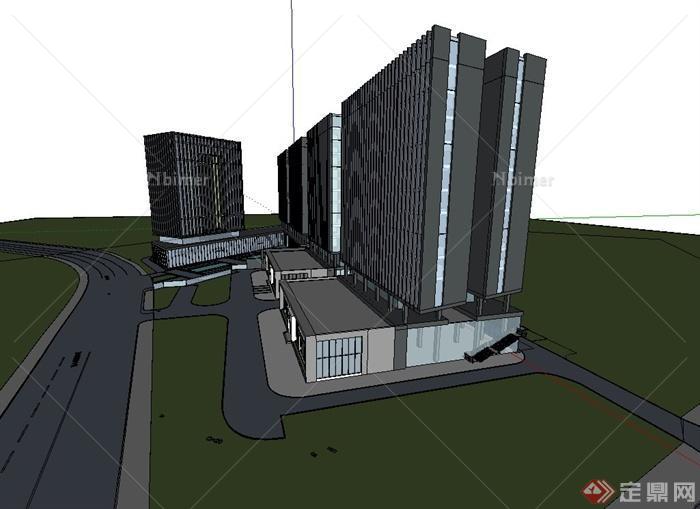 某企业总部高层办公楼建筑su模型