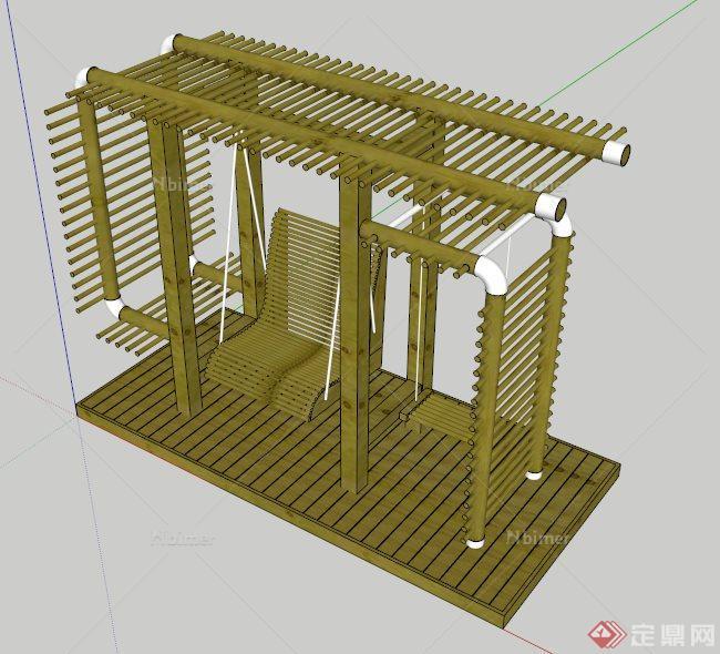 现代风格秋千椅花架设计su模型