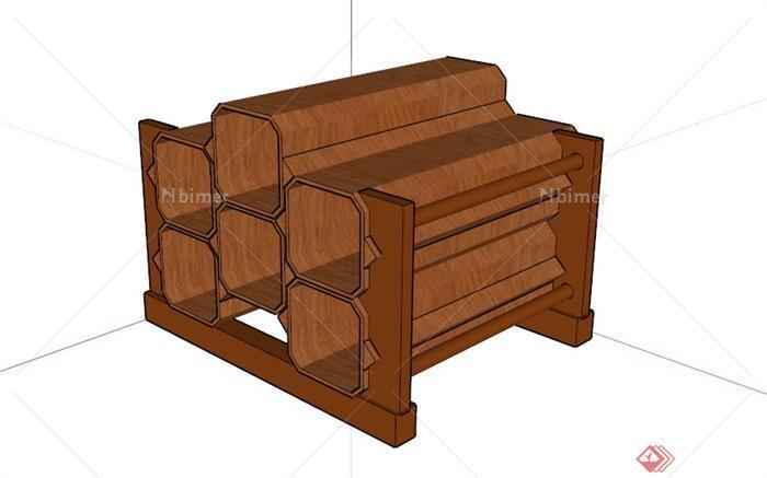 蜂窝型酒柜设计SU模型