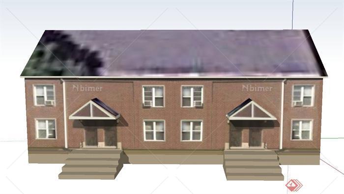 某两层坡屋面住宅建筑设计SU模型