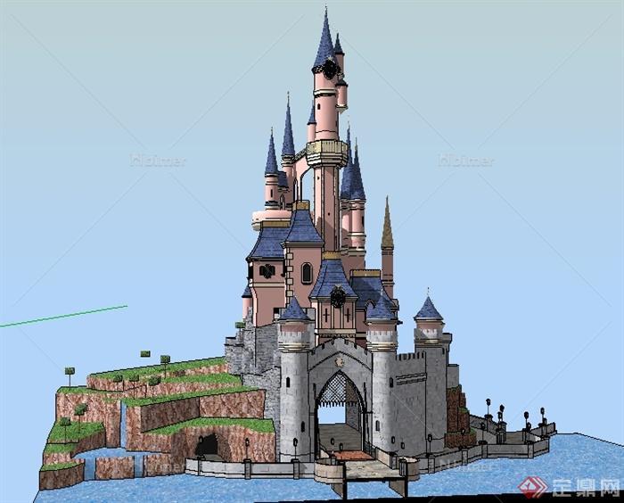 某美式风格迪斯尼城堡建筑设计SU模型