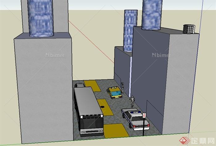 建筑中央道路设计SU模型