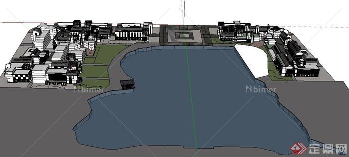 某滨水商业区建筑设计SU模型