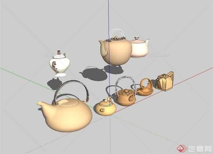 某多个不同的茶壶设计su模型[原创]