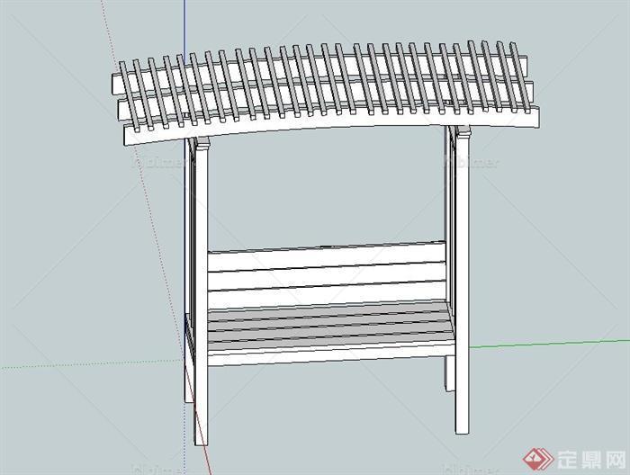 某花园廊架座椅设计SU白模