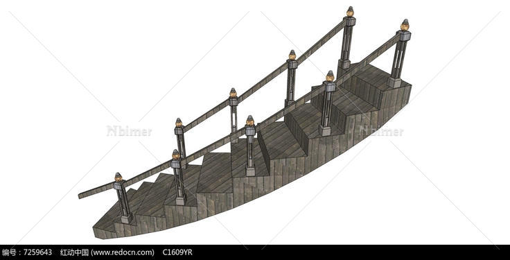 仿古楼梯su模型
