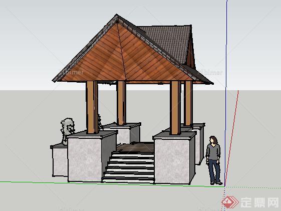 园林景观之东南亚风格景观亭设计su模型7