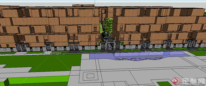某现代风格园林居住区景观规划设计SU模型素材