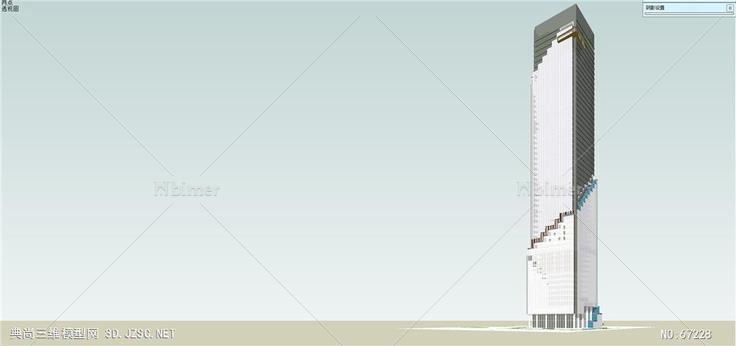 现代超高层综合办公大厦建筑设计方案su模型办公