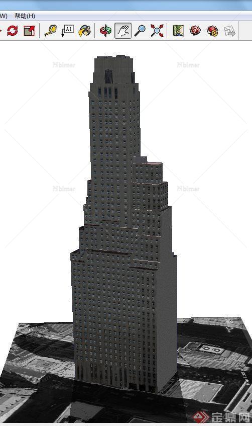 美国纽约银行大厦建筑设计SU模型
