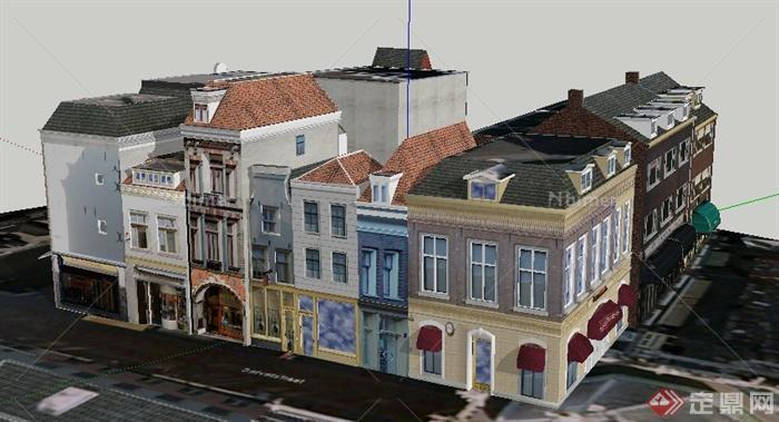 某地欧式风格商业街建筑SU模型