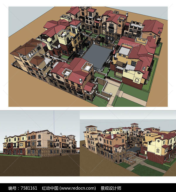 西班牙风格建筑草图大师SU模型