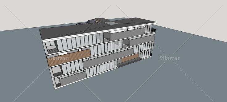 现代多层办公楼(77408)su模型下载