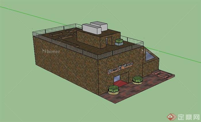 某单层食品加工房建筑设计SU模型