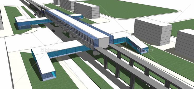 现代风格轻轨站(50503)su模型下载