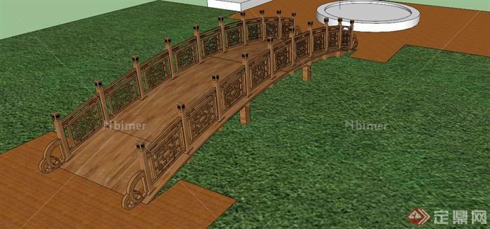 某古典中式木园桥拱桥设计SU模型[原创]