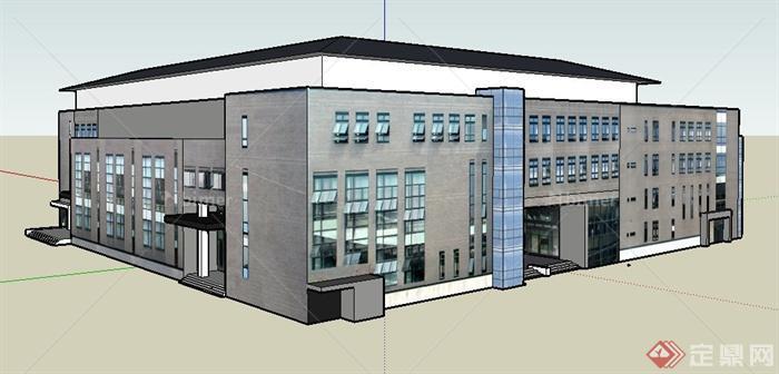 现代风格三层教学楼建筑设计su模型
