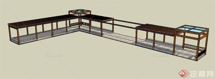 现代风格廊架设计su模型素材11