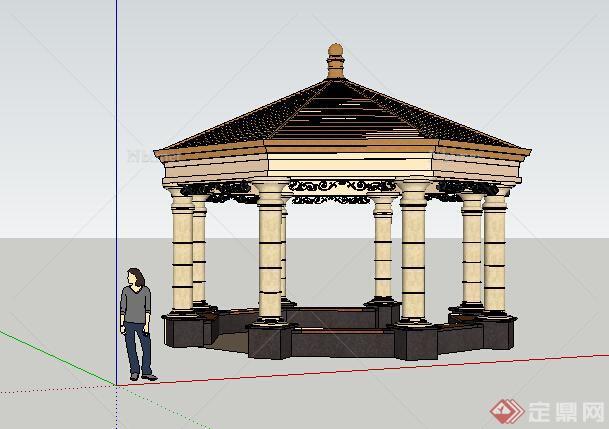 园林景观之欧式景观亭设计su模型10