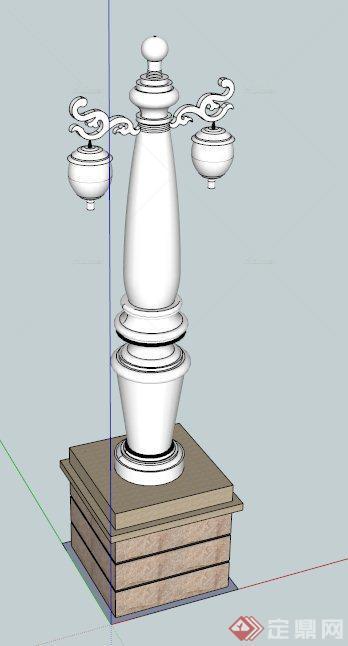 欧式灯柱设计SU白模