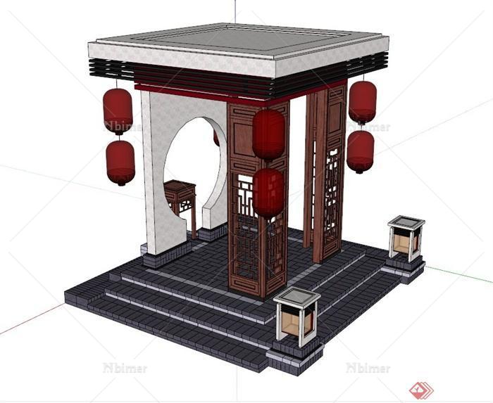 中式特色景亭设计SU模型