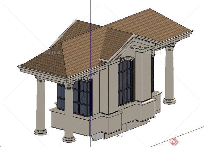 一个地中海式岗亭设计SU模型
