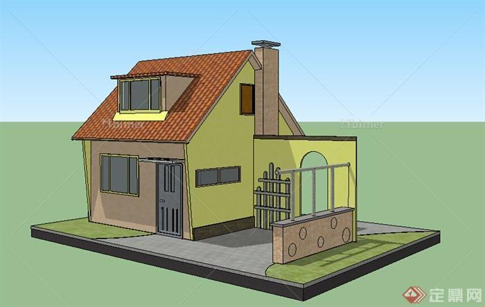 某现代风格小型住宅建筑设计方案SU模型