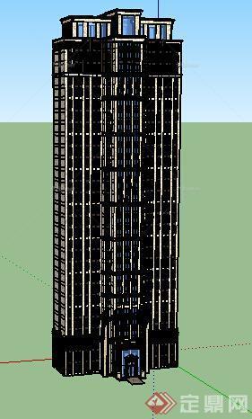 某现代风格高层住宅建筑设计方案SU模型14