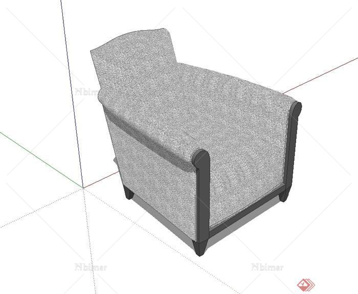 现代室内单人沙发椅设计SU模型[原创]