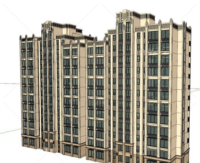 某现代风格高层居住小区建筑方案设计（含SU模型