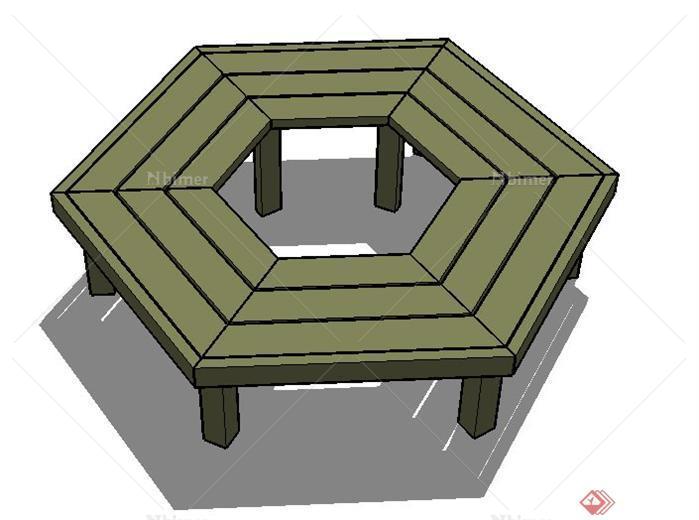 一个现代风格六角树椅SU模型素材