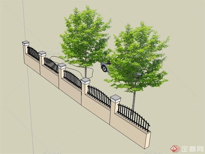 现代简单的铁栏杆设计su模型