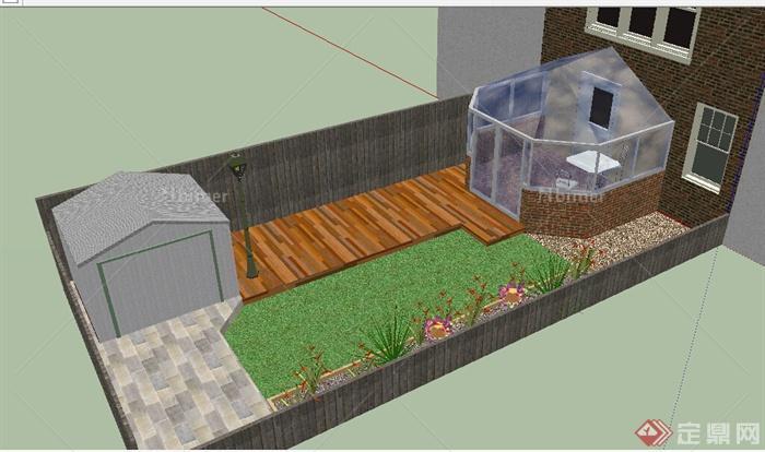 某园林庭院花园设计SU模型
