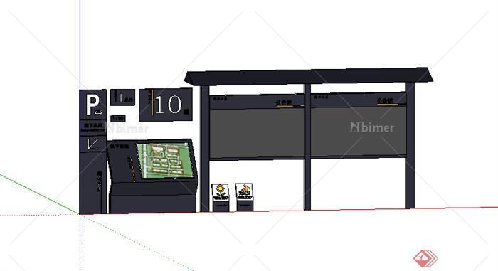 某室外指示牌设计SU模型素材