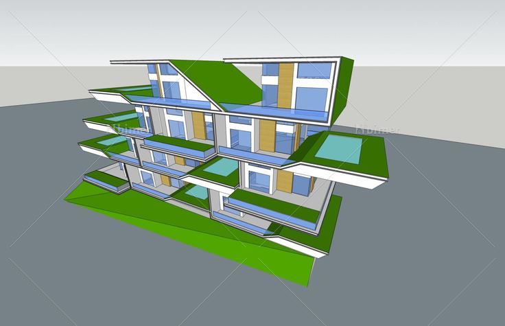 现代小高层住宅楼(42300)su模型下载